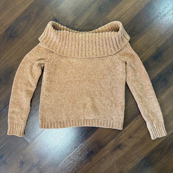 Cinq A Sept Off Shoulder Chunky Sweater Casual Cozy Super Soft Tan Sz M - Picture 1 of 5